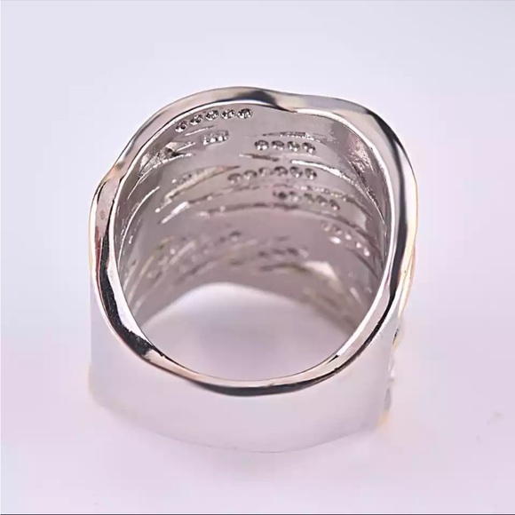 New Vintage 925 Silver Ring White Promise Wedding Band Ring - Picture 6 of 6